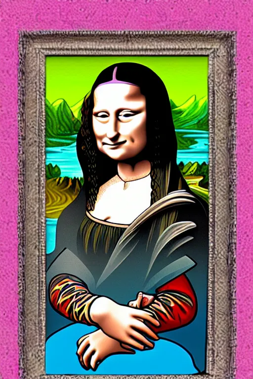 Prompt: mona lisa frank zappa