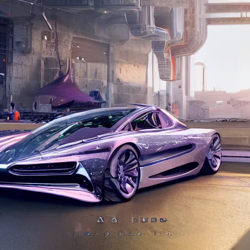 Image similar to car : motherboard forms designed by zaha hadid, sci-fi futuristic ultra realistic photography, keyshot render, octane render, unreal engine 5 lumen, high oiled liquid glossy specularity reflections, ultra detailed, golden hour, dramatic lighting 4k, 8k, 16k in the style ofblade runner 2049 Cyberpunk 2077 ghost in the shell thor 2 marvel film : tilt shift: sharp focus