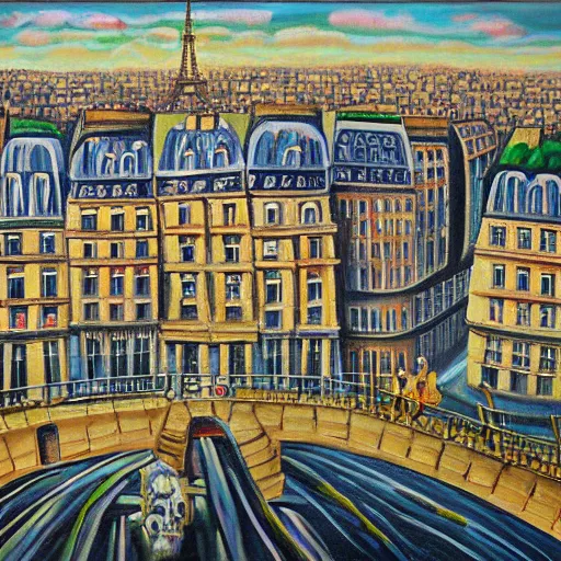 Prompt: surrealist painting of paris