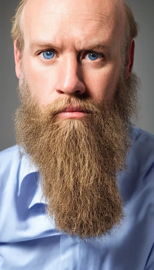 Image similar to Blue eyed blond balding bearded middle aged man corporate portait, headshot, profile