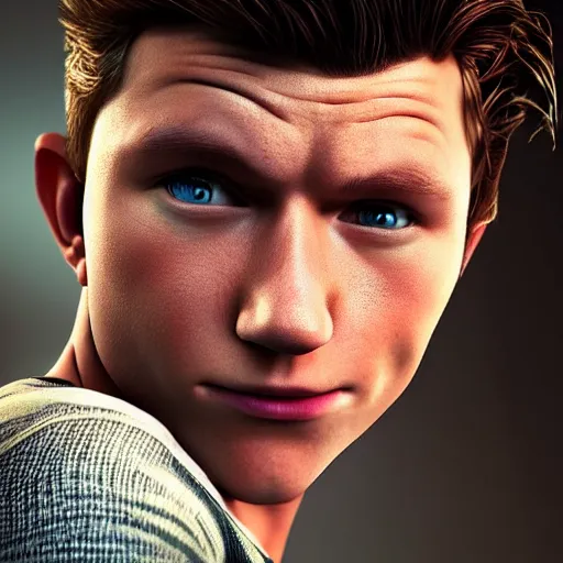 Image similar to “portrait of tom holland as mr incredible, photorealistic, hd, octane render”