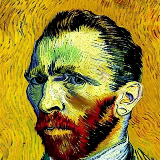 Image similar to HD painting of vincent van gogh self portrait, but instead of Van Gogh it is Xavi Hernandez