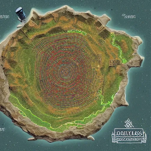 Image similar to detailed map of outposts on planet 4 5 4, digital painting, super detail