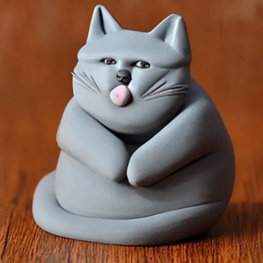 Image similar to 3 d graphic cartoon gray clay figure cat