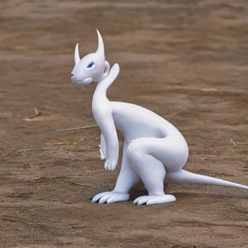 Prompt: national geographic professional photo of mewtwo, award winning
