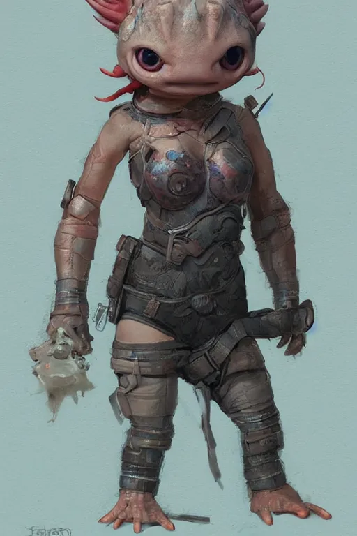 Prompt: portrait of the axolotl puppet bestower wearing deformable belt by artgerm and Craig Mullins, James Jean, Andrey Ryabovichev, Mark Simonetti and Peter Morbacher 16k