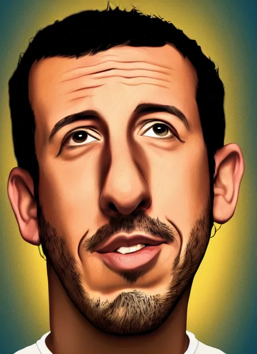 Image similar to a digital portrait of adam sandler in the style of jake kontou