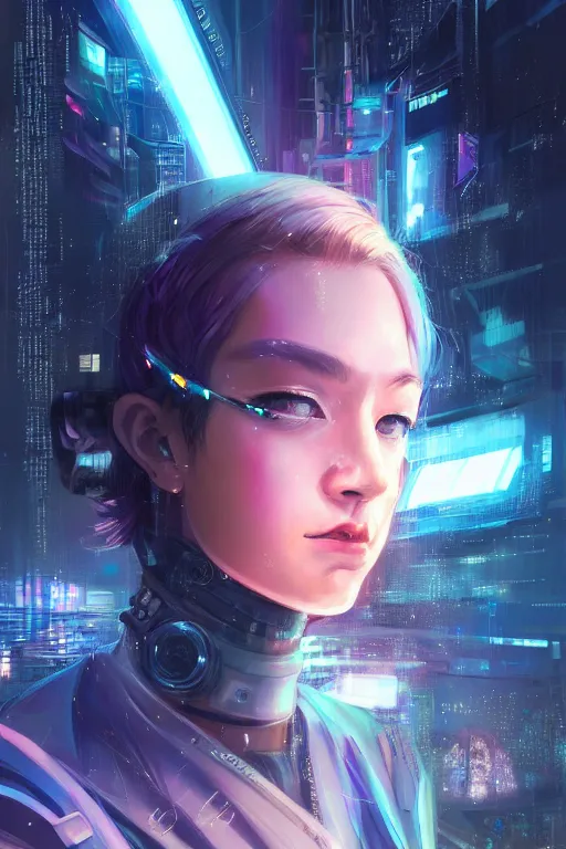 Prompt: portrait futuristic superb cyberpunk young female Summoner, in futuristic snowy thunder flashing tokyo rooftop cyberpunk night, ssci-fi, fantasy, intricate, very very beautiful, elegant, neon light, highly detailed, digital painting, artstation, concept art, soft light, hdri, smooth, sharp focus, illustration, art by tian zi and craig mullins and WLOP and alphonse mucha