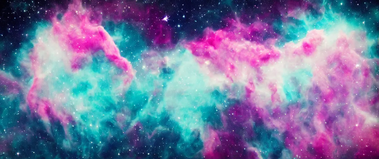 Prompt: the nebula made of cotton candy