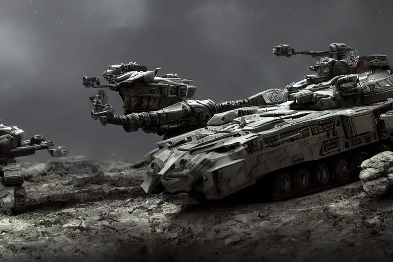 Image similar to sci fi spider tank, highly detailed, cinematic, dramatic lighting, 8 k