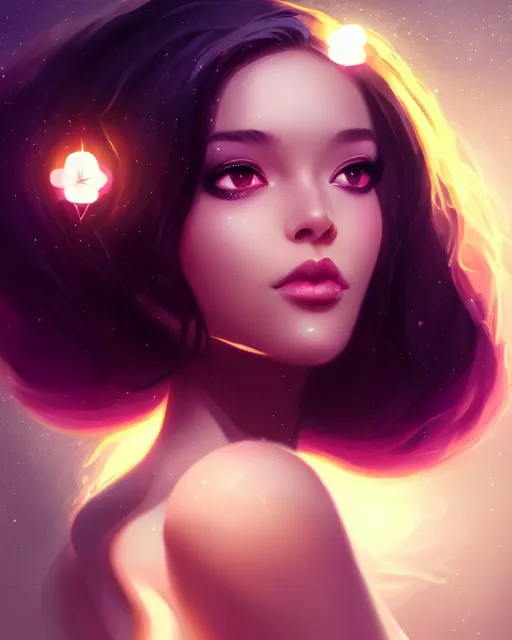 Image similar to black rose beauty portrait, night, celestial aura of light, artgerm, wlop, sylvain sarrailh, photorealism, artstation