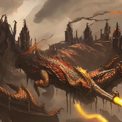 Image similar to medieval futuristic mixed, game concept art, high detail, dragon