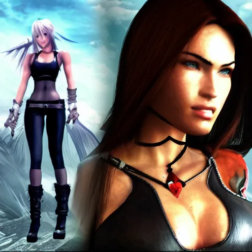 Prompt: megan fox as tiffa in the style of final fantasy 7