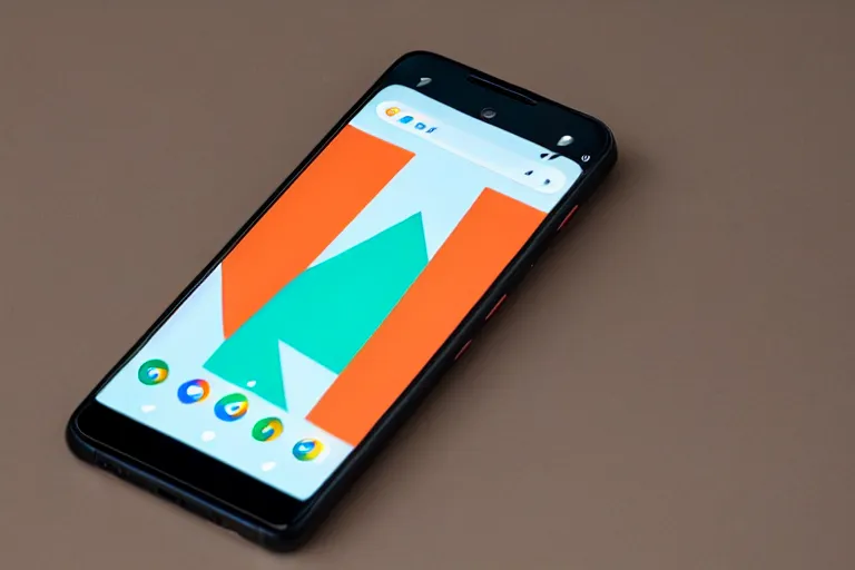 Image similar to a Google pixel phone with a bezel-less screen, Black Matte sides and a matte orange back.