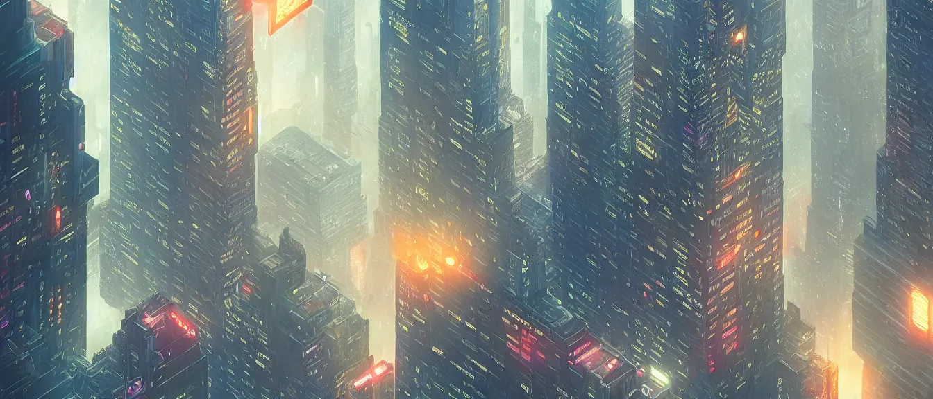 Image similar to isometric blade runner new york, unreal engine, fantasy art by greg, loish, rhads, ferdinand knab, makoto shinkai, lois van baarle, ilya kuvshinov, rossdraws, tom bagshaw, global illumination, radiant light, highly detailed intricate environment, onstudio ghibli, octane render, 8 k