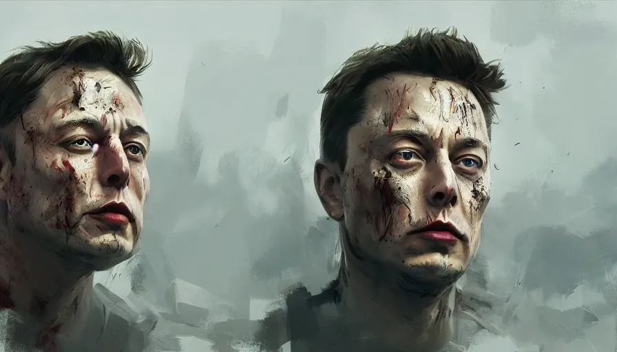 Image similar to concept art by jama jurabaev, cinematic shot, trending on artstation, high quality, brush stroke, zombie elon musk cyborg