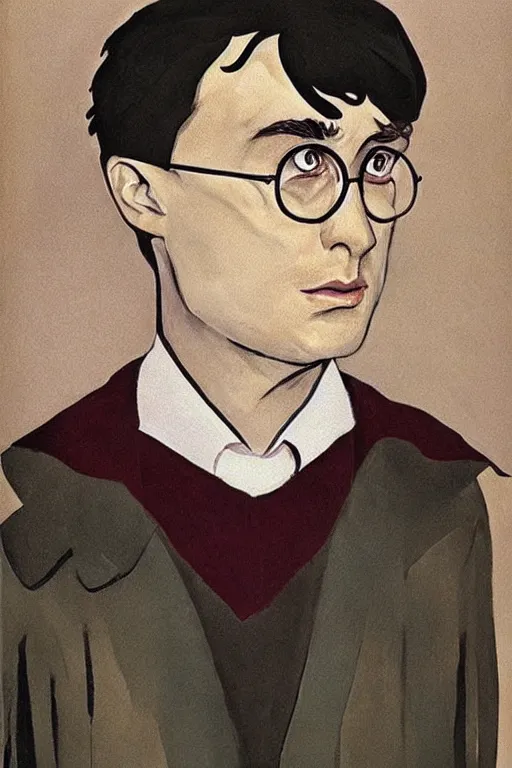 Prompt: harry potter portrait art by kazimir malevich,