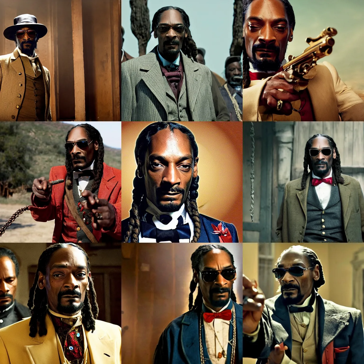 Prompt: Movie still of Snoop Dogg in Django Unchained