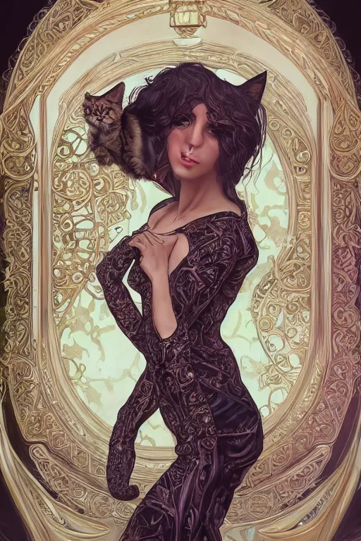 Prompt: a photographic portrait of a cat girl wearing opulent regal suit, fantasy, intricate, elegant, highly detailed, digital painting, artstation, concept art, smooth, sharp focus, illustration, art by artgerm and H R Giger and alphonse mucha