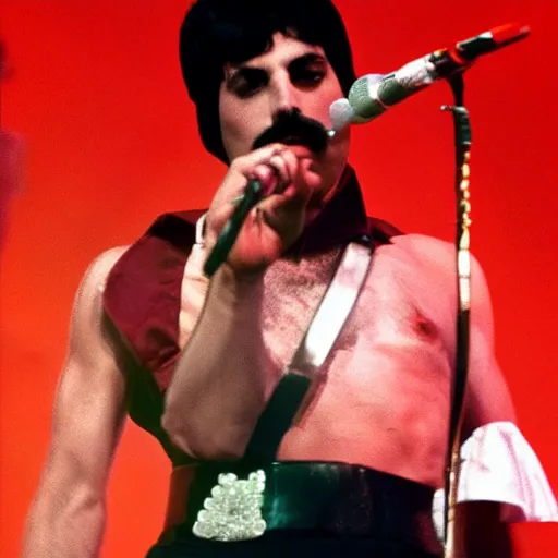 Image similar to Freddie Mercury, performing on the planet mercury, 8k