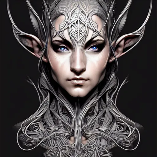 Image similar to digital art, centered head and shoulders of a elven ,intricate, veins, by James Jean and by artgerm , ultradetailed, charachter design, concept art, trending on artstation,