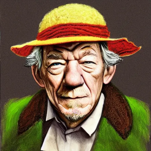 Image similar to a portrait of ian mckellen in the style of frog and toad