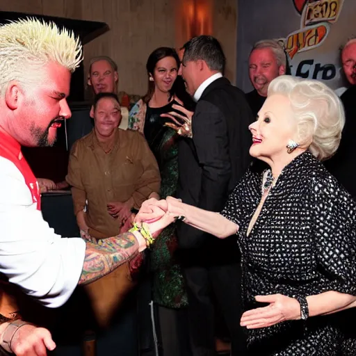 Image similar to guy fieri high fiving betty white