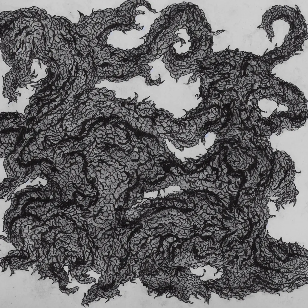 Prompt: chinese ink painting of a lava monster