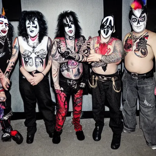 Image similar to The band KISS if they all became Juggalos