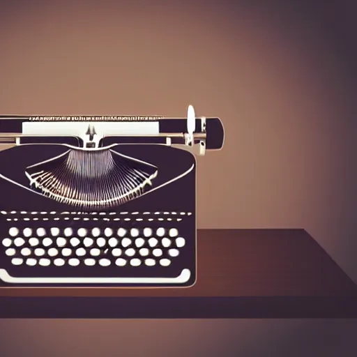 Image similar to Digital art of a typewriter sitting on a desk, there is a window behind it, gentle light lights the room from outside, very detailed, beautiful, realistic