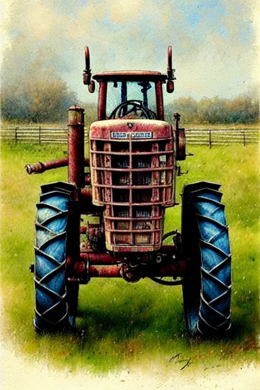 Prompt: ( ( ( ( ( farm tractor. muted colors. ) ) ) ) ) by jean - baptiste monge!!!!!!!!!!!!!!!!!!!!!!!!!!!
