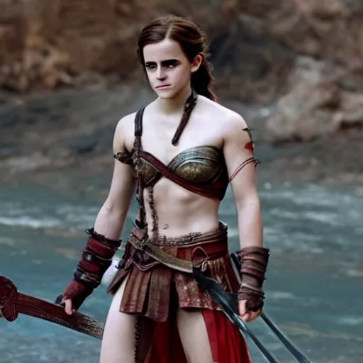 Prompt: Emma Watson as Kratos