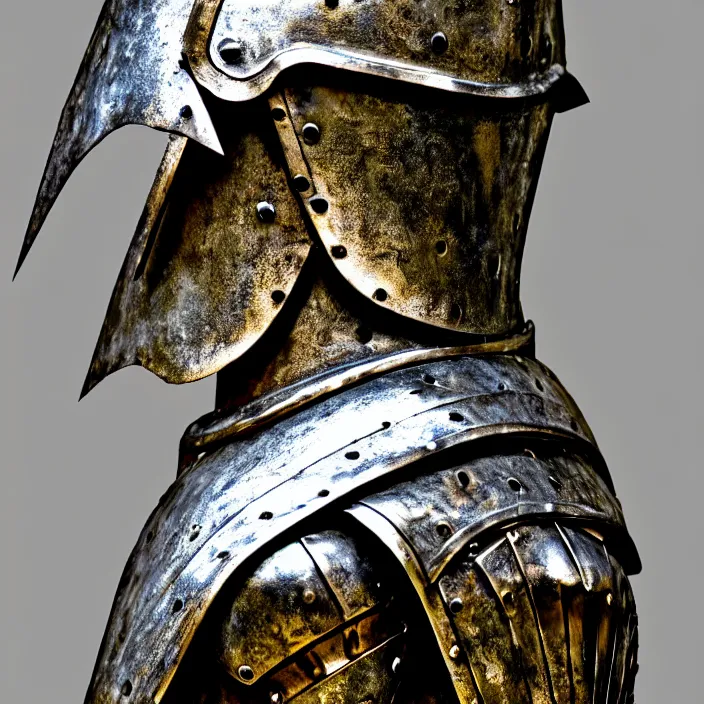 Image similar to photo of a warrior headless, akephaloi with metal blemmyae themed armour, highly detailed, hdr, smooth, sharp focus, high resolution, award - winning photo