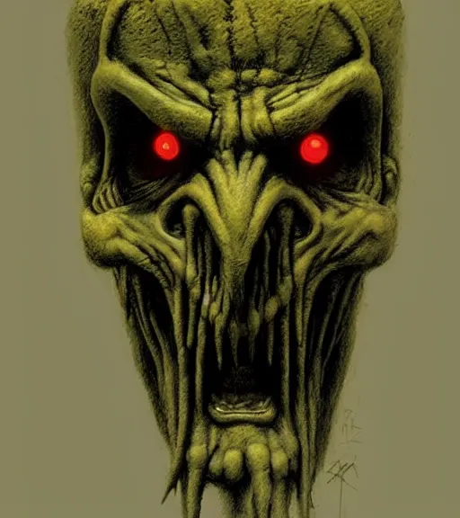Image similar to creature bust, doom, zdislav beksinski, concept art, silhouette