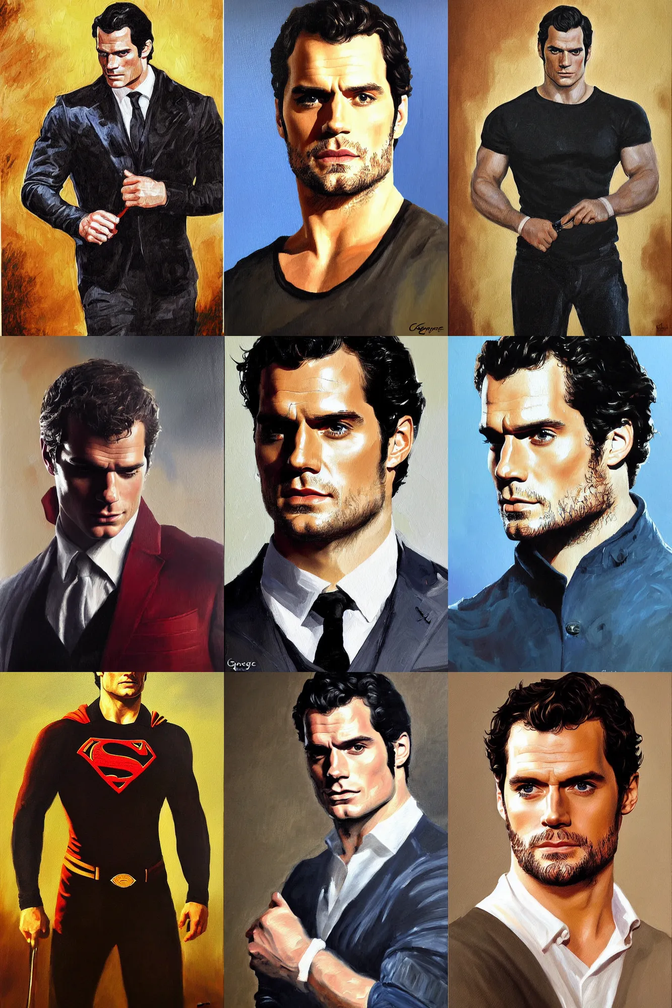 Prompt: henry cavill, painting by george quaintance