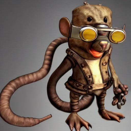 Prompt: a rat with steampunk googles, from FF7