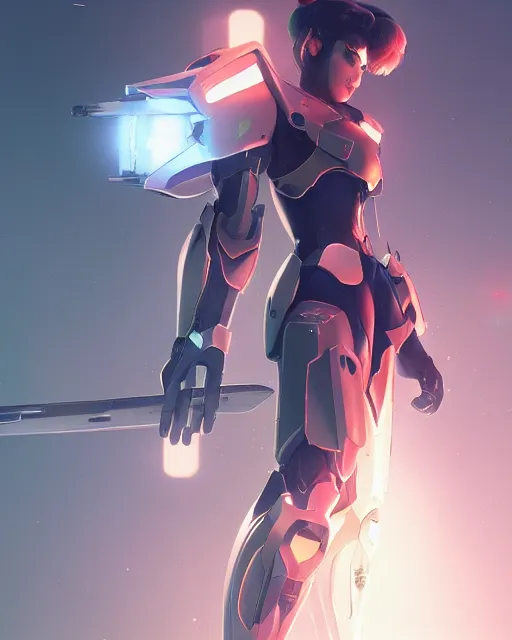 Image similar to sailor moon in sci - fi heavy armor, hard surface 3 d, 3 4 3 industries, halo infinite, ilya kuvshinov, greg rutkowski, blizzard games art style, artstation trending, detailed, digital painting, concept art