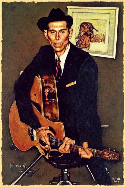 Image similar to “portrait of hank Williams, by Norman Rockwell”