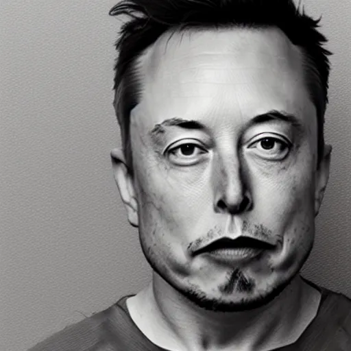 Image similar to mugshot of Elon Musk