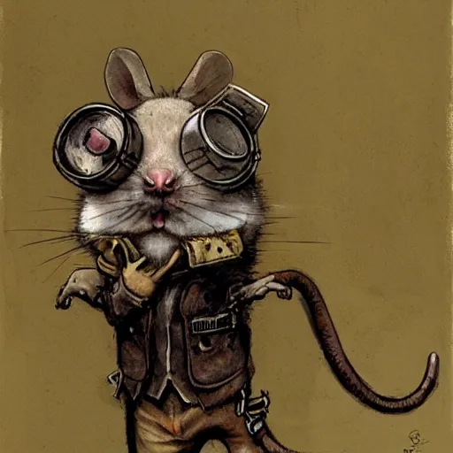 Image similar to a rat with steampunk googles, by JAKUB ROZALSKI