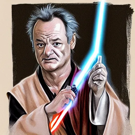 Image similar to bill murray as a jedi master