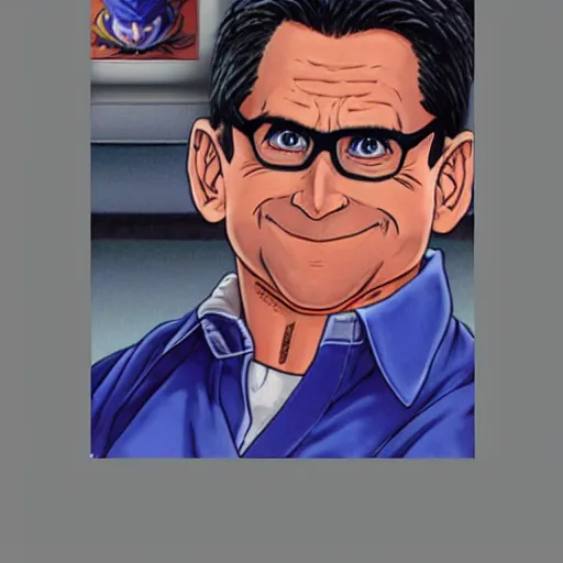 Prompt: Painting of Steve Carell, official, detailed, character dragonball, award winning artwork, Akira Toriyama