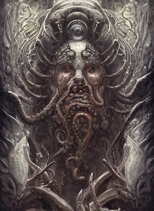 Image similar to digital _ painting _ of _ lovecraftian gods _ by _ filipe _ pagliuso _ and _ justin _ gerard _ symmetric _ fantasy _ highly _ detailed _ realistic _ intricate _ port