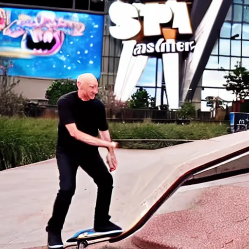Prompt: kenny g and patrick stewart skateboarding at dave & busters, epic, cinematic, realism, ultra detailed, 8 k