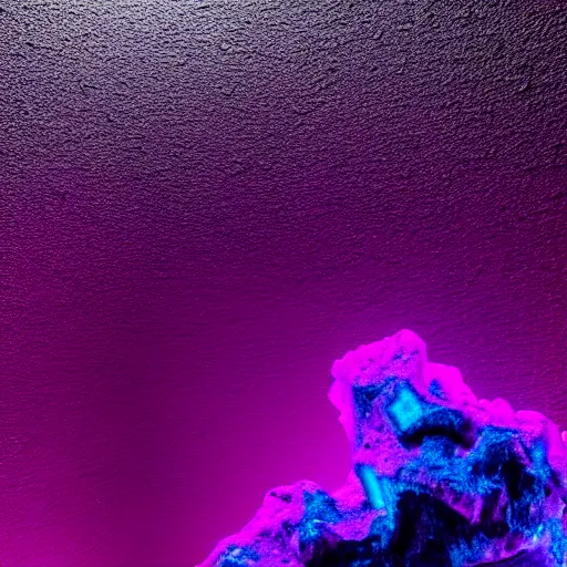 Image similar to 3D statue!!!, purple shattered paint!, glowing lava!!!, (((conglomerate!, slush)), abstract!, black backdrop!, 4k!, award-winning photo!!!!