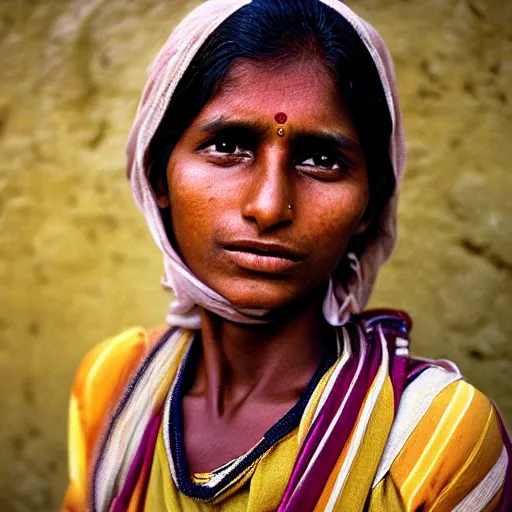 Image similar to portrait beautiful Indian young woman, by Steve McCurry, clean, detailed, award winning