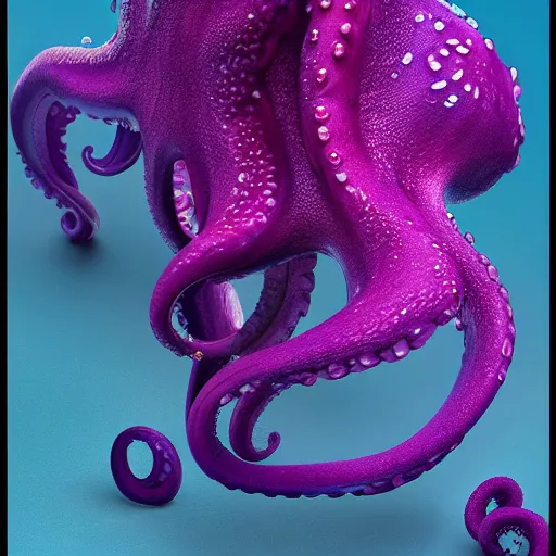 Image similar to a purple octopus birth. egg hatching. digital art. ultra realistic. hd. trending on artstation