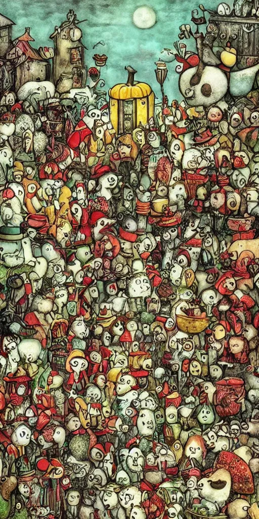 Image similar to a thanksgiving scene by alexander jansson and where's waldo