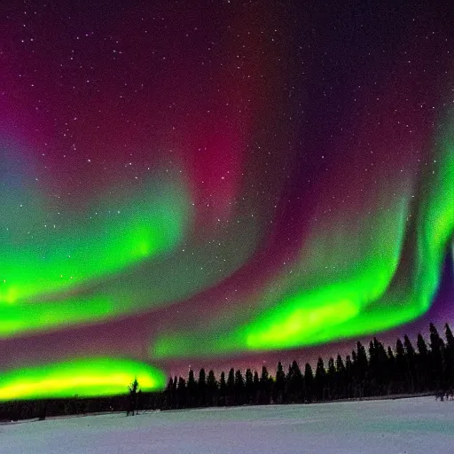 Prompt: northern lights in space, otherworldly, galaxies and stars, colorful night sky