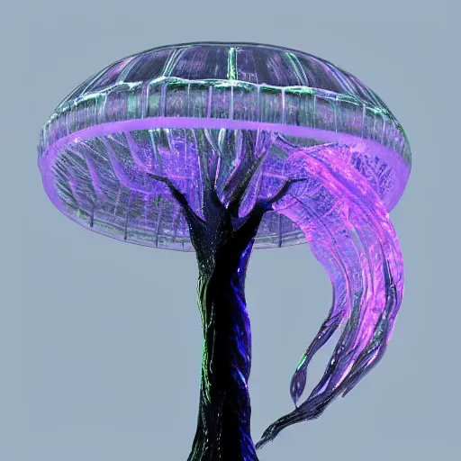 Prompt: side view a group of robot mechanical sense halitrephes maasai jellyfish's growing form tree branch, diode, sunset, secret <, c 4 d, 8 k cleaning future, highly quality penetrating feeling bright light, cg special effect, cyberpunk, darkness's background, fantastic ， mikecow